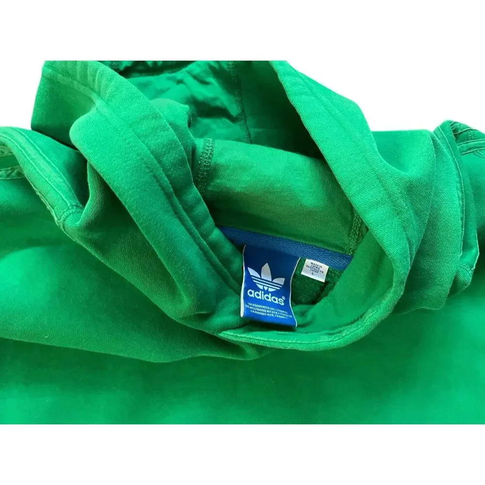 Adidas Men's Lime Green Yellow Trefoil Hoodie Striped Large Streetwear Hiphop
